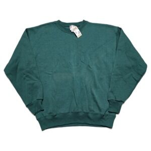 Deadstock 90s Hanes Green‎ Blank Reglan Sweatshirt Mens L Athletic Pullover NWT